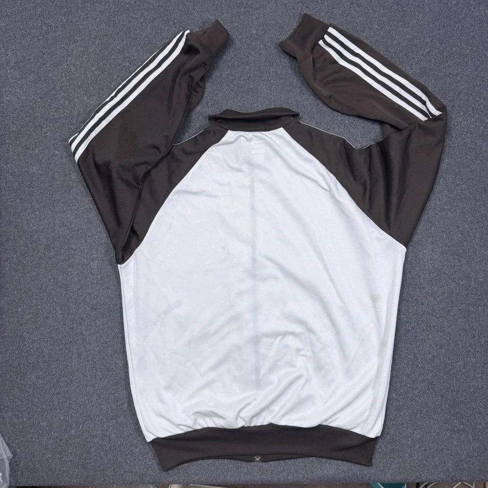 Adidas Originals Trefoil Track Jacket Brown Cream L Full Zip - Picture 10 of 11